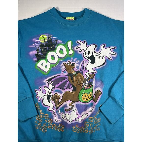 VINTAGE Scooby Doo Halloween Sweatshirt 90s Made In USA Cartoon TV Hipster Punk - Picture 1 of 8